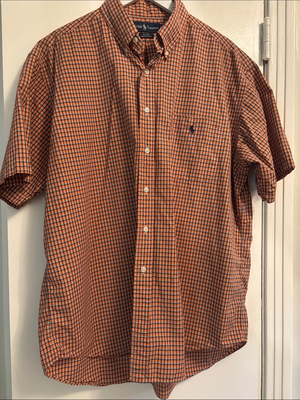 Ralph Lauren orange/blue plaid Blake shirt. XL